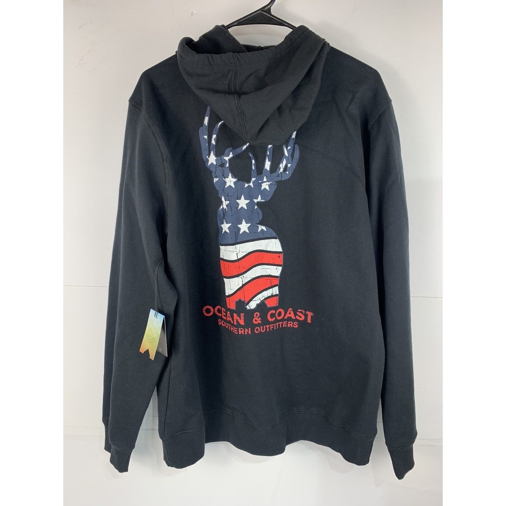 Ocean‎ & Coast Southern Outfitters Mens Large Black Deer American Flag Hoodie